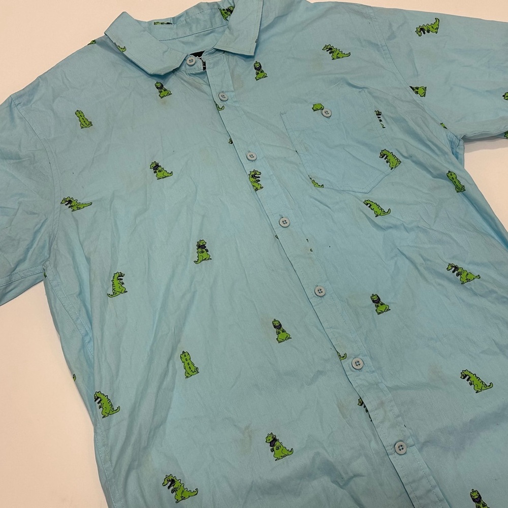 Nickelodeon Light Blue Shirt with Green Reptar Print‎